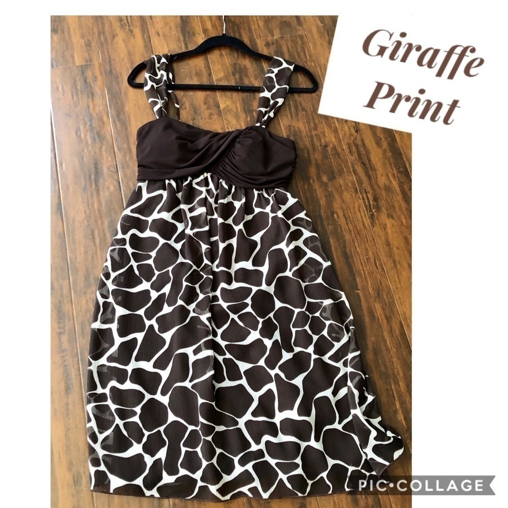 Cute Brown & White Giraffe Print Dress